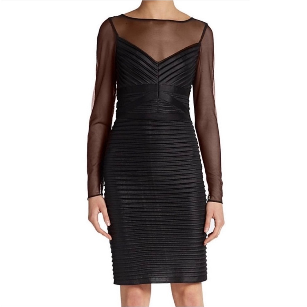 Calvin Klein Mesh Long Sleeve Cocktail Dress in Black NWOT